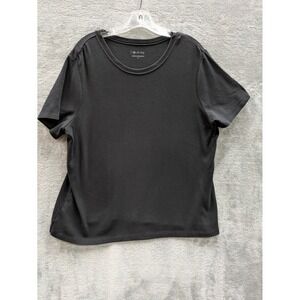 Minimalist Crewneck T-Shirt Womens 1X Black Short Sleeve Basic Tee